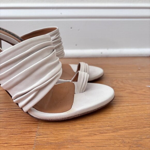 Veronica Beard Orla Napa Leather Sandals in Eggshell - Picture 3 of 10